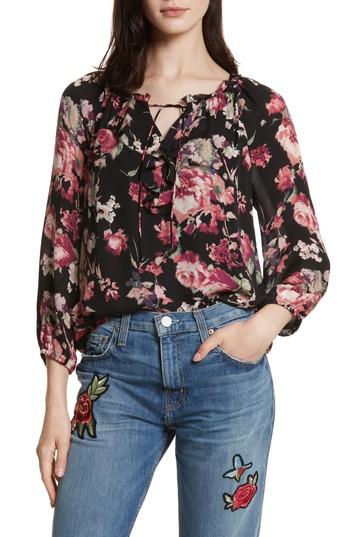 Women's Joie Nadege Floral Print Silk Top - Black