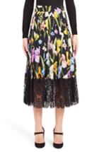 Women's Dolce & Gabbana Iris Print Silk Blend Skirt Us / 38 It - Black