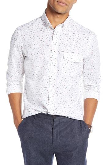 Men's 1901 Ivy Trim Fit Print Sport Shirt, Size - White