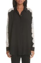 Women's Stella Mccartney Lace Sleeve Silk Blouse Us / 40 It - Black