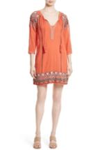 Women's Joie Nieva Embroidered Cotton Shift Dress - Orange