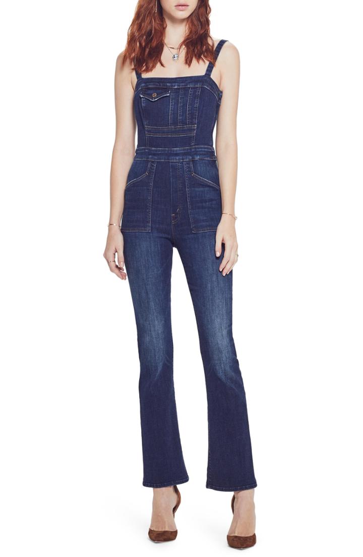 Women's Mother The Pocket Hustler Denim Overalls - Blue