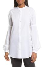 Women's Robert Rodriguez Puff Sleeve Cotton Poplin Shirt - White