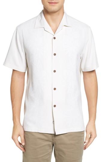 Men's Tommy Bahama Pacific Standard Fit Floral Silk Camp Shirt, Size - White