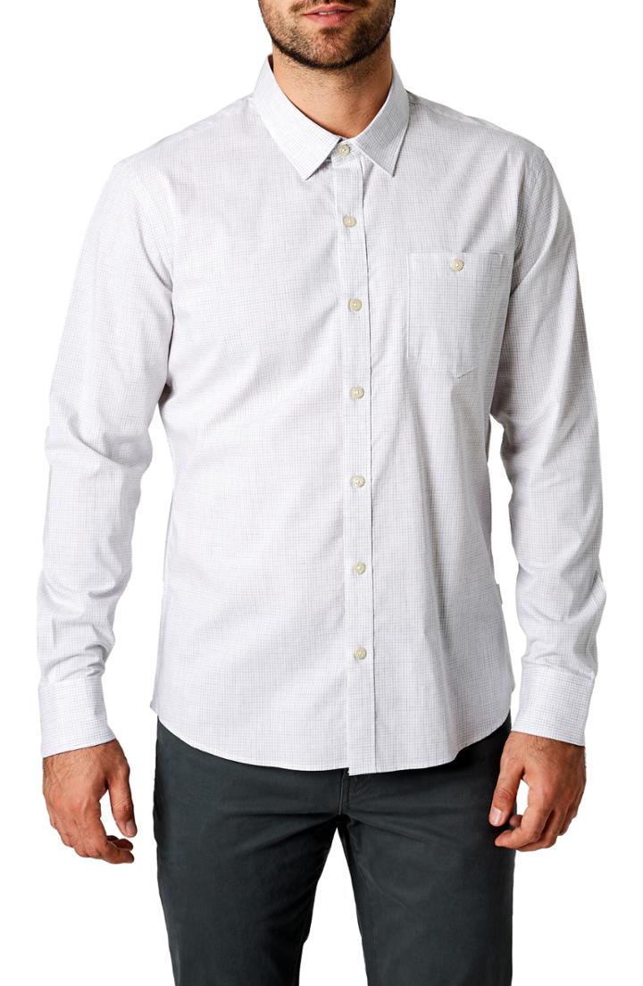 Men's 7 Diamonds South London Trim Fit Check Sport Shirt, Size - Blue