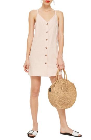Women's Topshop Button Mini Slipdress Us (fits Like 0) - Pink