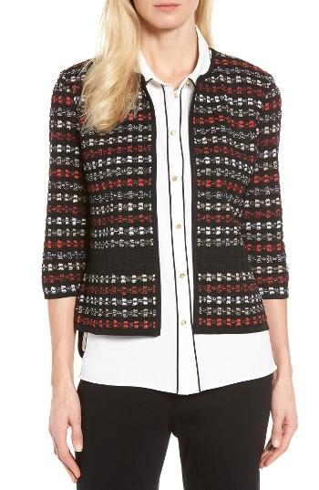 Women's Ming Wang Three-quarter Sleeve Knit Jacket - Black