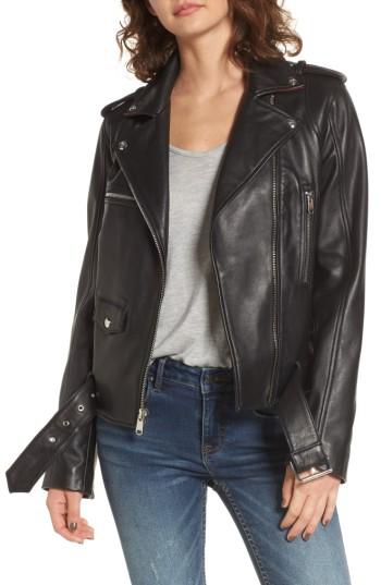 Women's Sam Edelman Contrast Trim Leather Moto Jacket