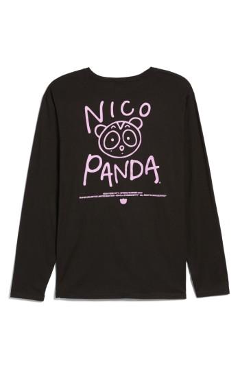 Women's Nicopanda Long Sleeve Tee, Size - Black