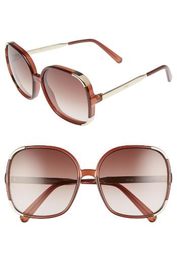 Women's Chloe Myrte 61mm Gradient Lens Square Sunglasses - Brown