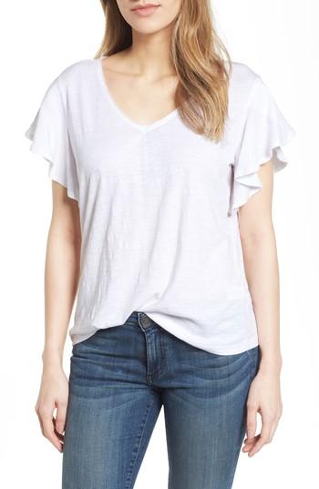 Women's Caslon Flounce Short Sleeve Tee - White