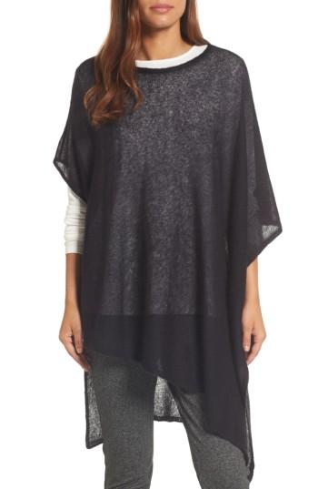 Women's Eileen Fisher Cashmere & Silk Poncho, Size - Black