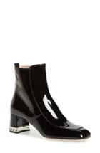 Women's Miu Miu Embellished Square Toe Bootie .5us / 35.5eu - Black
