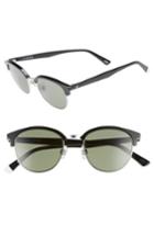 Women's Web 49mm Half Rim Sunglasses - Shiny Light Ruthenium/ Green