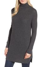 Petite Women's Halogen Turtleneck Tunic Sweater, Size P - Grey