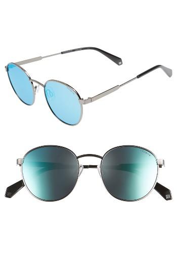 Women's Polaroid 51mm Polarized Round Sunglasses - Ruthenium