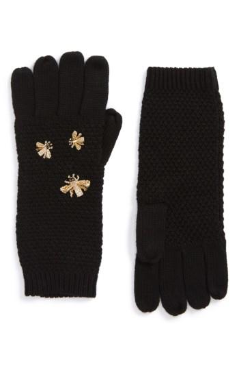 Women's Bcbgmaxazria The Bees Knees Embellished Gloves, Size - Black