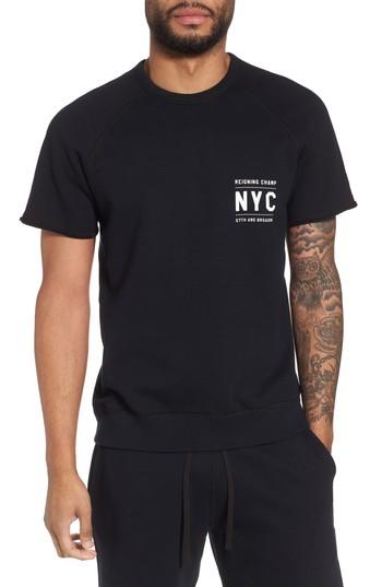 Men's Reigning Champ Cutoff Short Sleeve Sweatshirt - Black