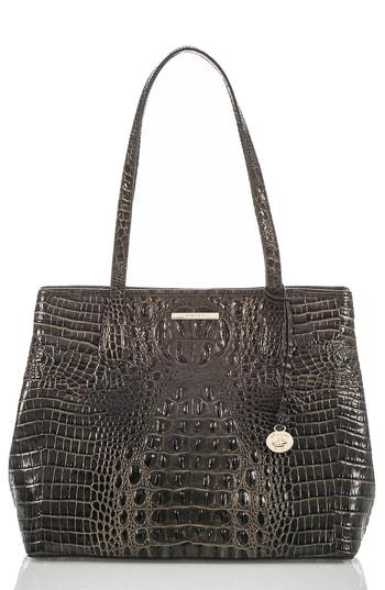 Brahmin Julian Croc Embossed Leather Tote - Grey