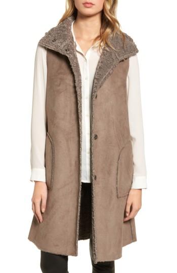 Women's Dylan Velvet Reversible Faux Shearling Vest - Brown