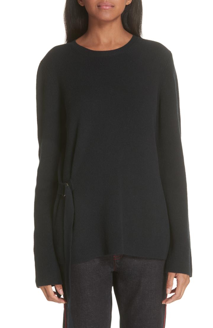 Women's Stella Mccartney Side Buckle Rib Knit Sweater Us / 34 It - Black