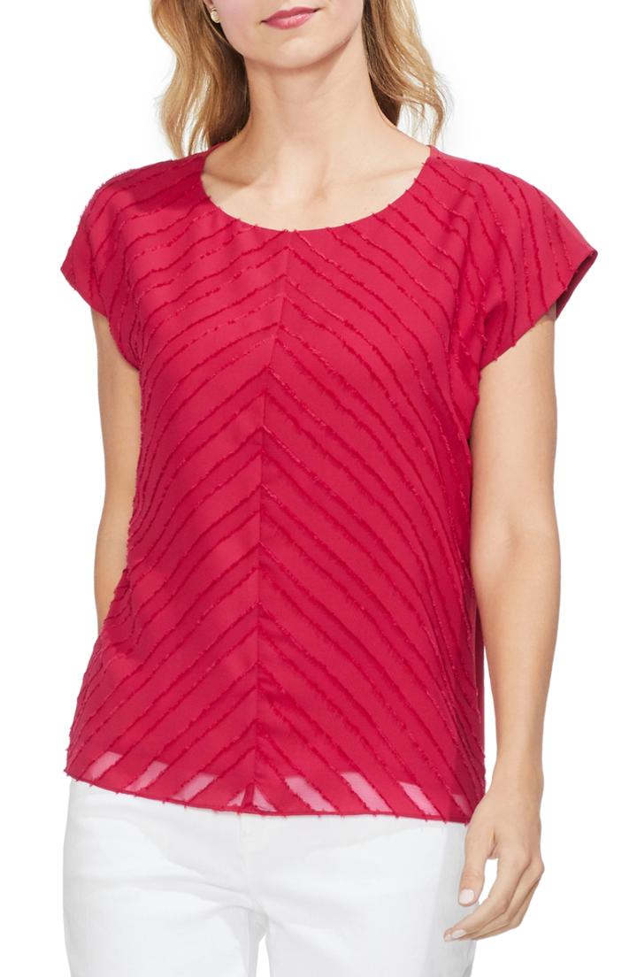 Women's Vince Camuto Fringe Trim Chevron Stripe Blouse - Red