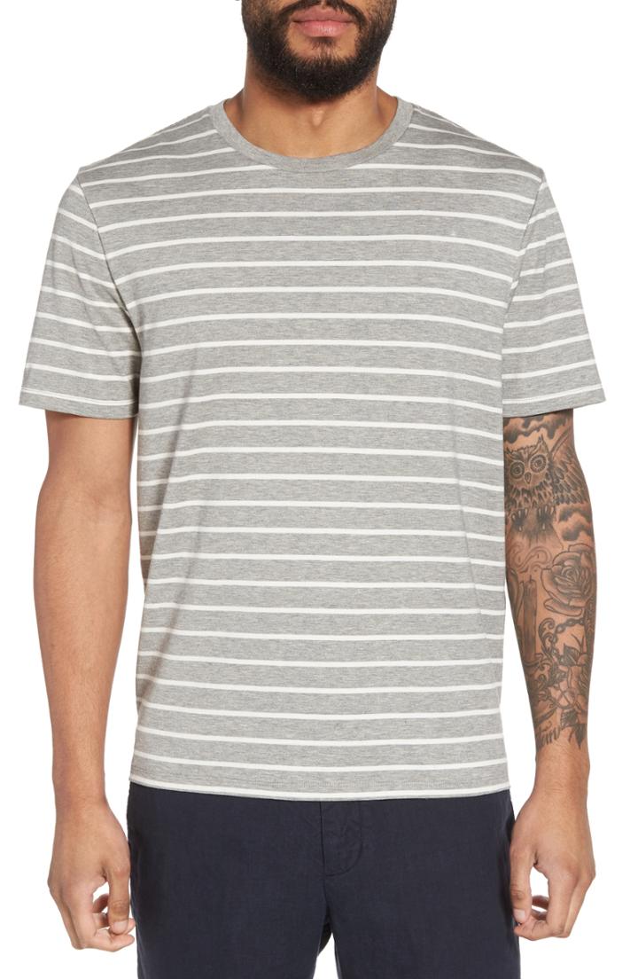 Men's Vince Slim Fit Heathered Stripe T-shirt, Size - Grey