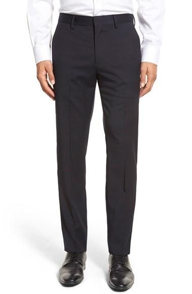 Men's Bonobos Jetsetter Slim Fit Flat Front Solid Stretch Wool Trousers X 37 - Blue