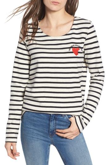 Women's Scotch & Soda Breton Stripe Long Sleeve Tee - Black