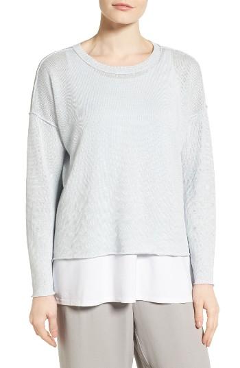 Women's Eileen Fisher Organic Linen Sweater, Size - Blue