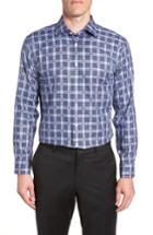 Men's John W. Nordstrom Trim Fit Plaid Dress Shirt .5 - Blue