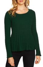Women's Cece Textured Peplum Sweater - Green