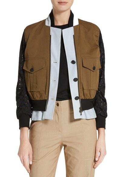 Women's Veronica Beard Ranger Mixed Media Parka