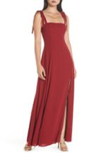 Women's Fame And Partners Tie Shoulder Gown - Burgundy