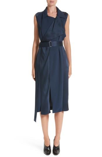 Women's Jason Wu Crepe Back Satin Belted Wrap Dress - Blue