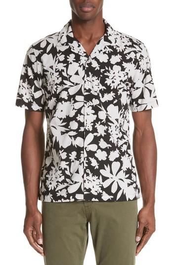 Men's Todd Snyder Floral Print Camp Shirt - Black