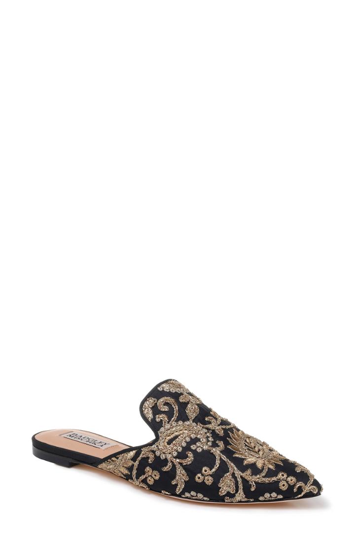 Women's Badgley Mischka Phoebe Embroidered Mule .5 M - Black