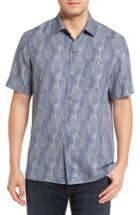 Men's Tommy Bahama Geo Dream Standard Fit Silk Camp Shirt - Purple