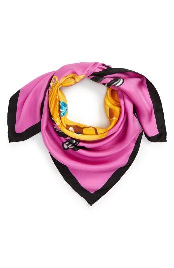 Women's Moschino Bear Print Silk Scarf, Size - Purple