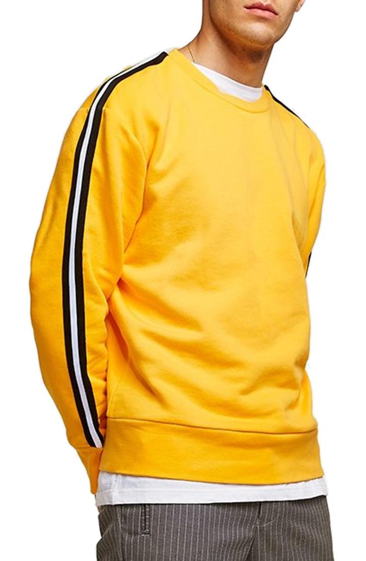 Men's Topman Taped Classic Fit Sweatshirt - Yellow