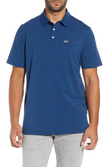 Men's Vineyard Vines Shep Stripe Edgartown Polo Shirt - Blue