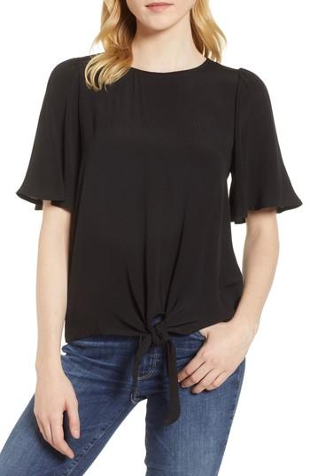 Women's Chelsea28 Ruffle Tie Front Top, Size - Black