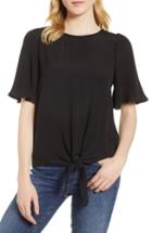 Women's Chelsea28 Ruffle Tie Front Top, Size - Black