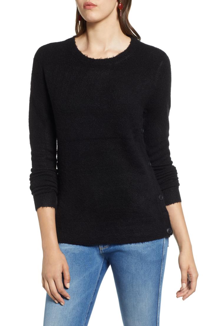 Women's Halogen Cotton Pointelle Peplum Sweater - Blue