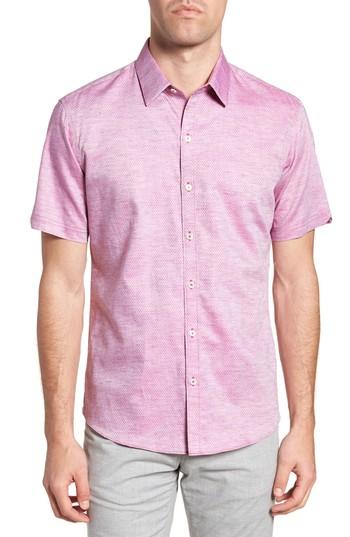 Men's Zachary Prell Wilcox Regular Fit Dobby Sport Shirt - Pink