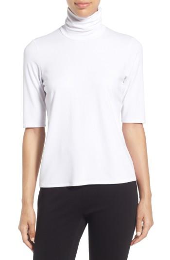 Women's Eileen Fisher Scrunch Neck Jersey Top - White