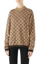 Women's Gucci Intarsia Logo Wool Sweater - Beige