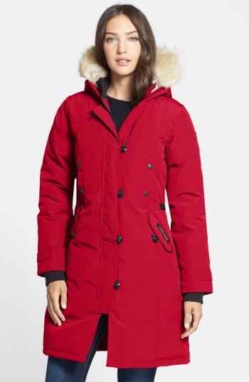 Women's Canada Goose Kensington Slim Fit Down Parka With Genuine Coyote Fur Trim (2-4) - Red