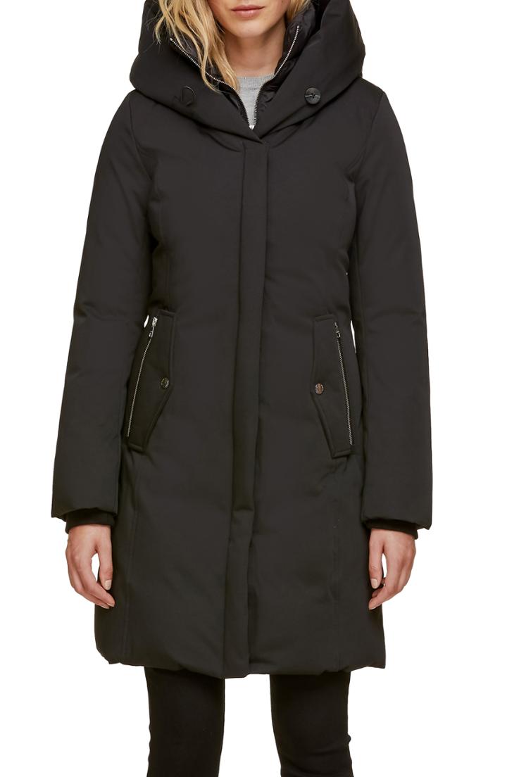 Women's Soia & Kyo Slim Fit Hooded Down Coat, Size - Black