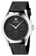 Men's Gucci Gg Leather Strap Watch, 38mm